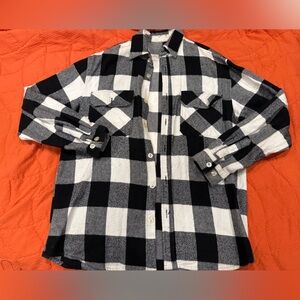 Anti Social Social Club Black and White Plaid Button-Up Shirt Size M
